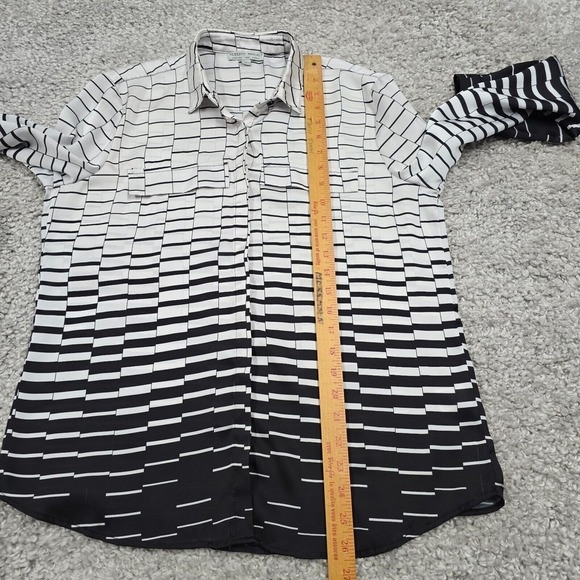 Alberto Makali Top Womens Large Black White Button Up Long Sleeve Career Classic - Picture 10 of 12